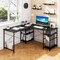 Costway 95'' Convertible L-shaped Corner Computer Desk 2-Person Long Desk Shelves Black